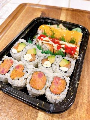 Spicy Tuna, Philly Roll, UW Roll and Super Duper Roll