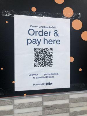 Scan qr for order pay here and hours