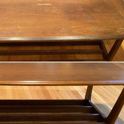 Mid century coffee table before & after