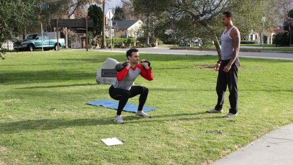 Coach Alex is training Ron early in the morning so Ron can start his day off breathing in the fresh morning air.