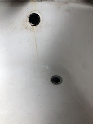 They broke the overflow plate and just left a hole in my son's bathtub/shower.