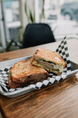 Chimichurri Melt, made with house-made chimichurri and garlic aioli