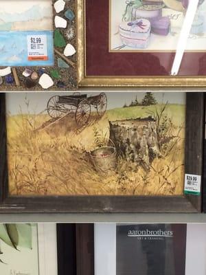 30.00$ for a print, not a painting of an ugly wheel barrel. Is value village drunk?