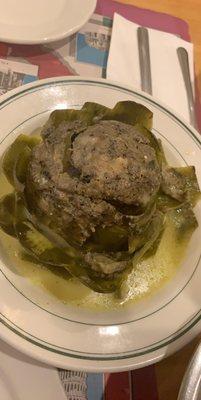 Discolored stuffed artichoke