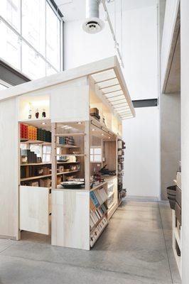 Our store interior view looking toward the cashier booth (or "koya") custom made in Japan.