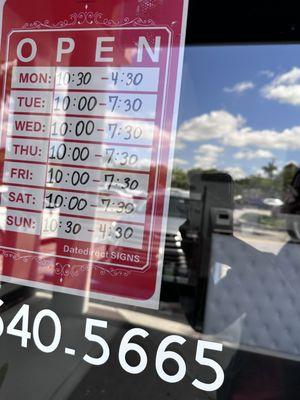 Why does the sign at the actual salon location state open Monday?