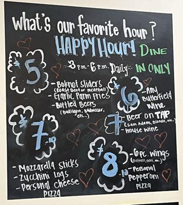 Happy hour menu