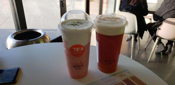 Cheese foam Strawberry slush & Passion fruit Earl Grey with Cheese foam