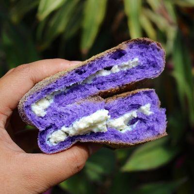 Ube Pandesal filled with Cream Cheese