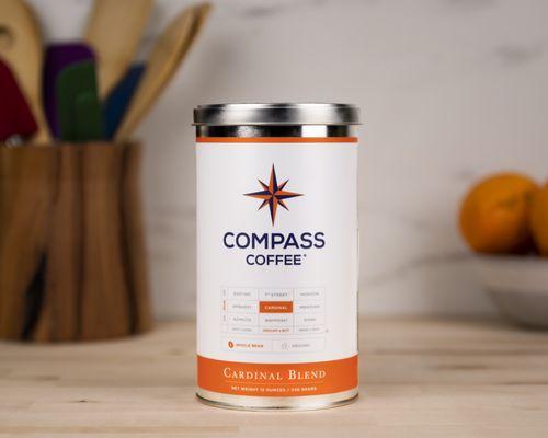 Compass Coffee Cardinal Blend Whole Bean Coffee Tin