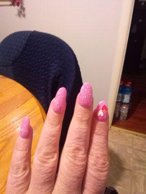 Another beautiful job got my Valentine's Day nails done.