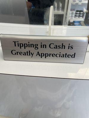 Don't forget your cash for the tip