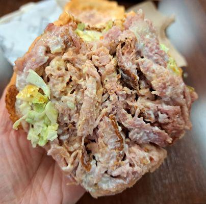 Inside King's Hawaiian Pork & Slaw Sandwich