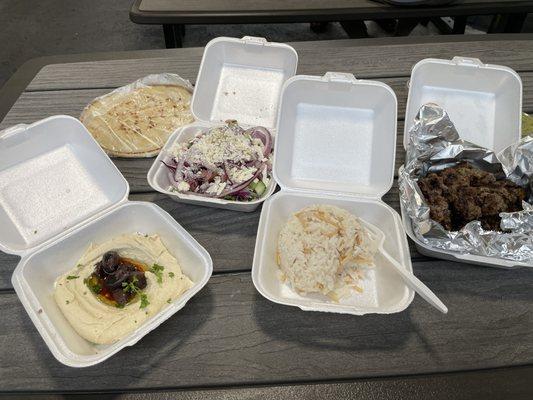 Beef Kabob lunch but in separate containers