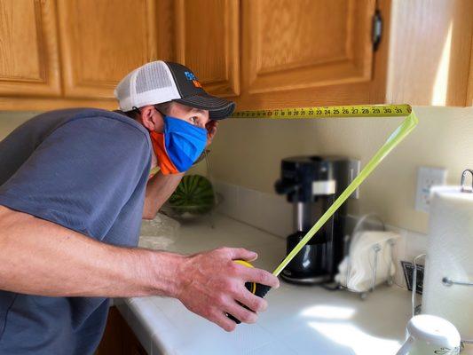 Measuring under cabinet lighting while maintaining social distancing with the customer