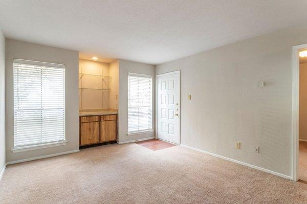 Living room with built in dry bar