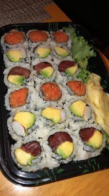 Spicy tuna, tuna avocado, shrimp avocado