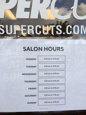 Salon Hours