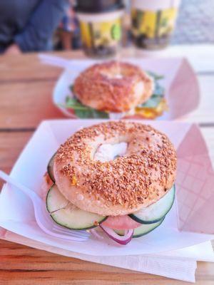 Veggie sandwich .....with garlic bagel