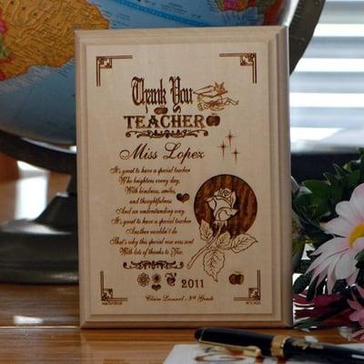 Lasered Engraved Teacher Plaque. Designed by Thanh 39