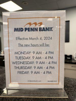 New Hours 3/4/2024