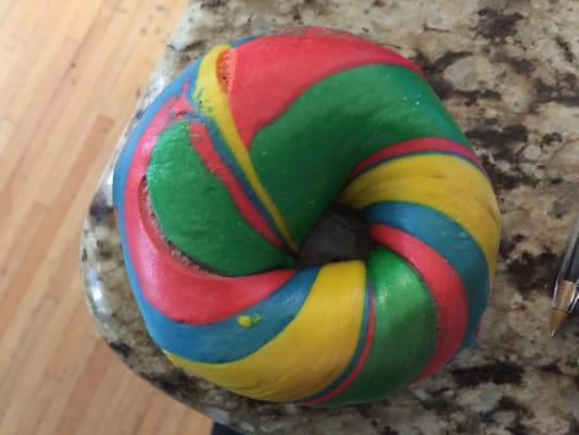 A very colorful rainbow bagel :-)