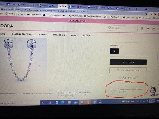 Chain clearly stating it is compatible with Pandora Moments Bangle I purchased! It doesn't!!!