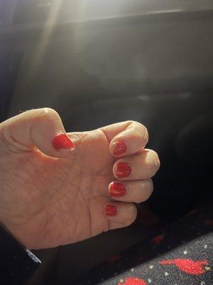 Chipped nails within a week in gel manicure.