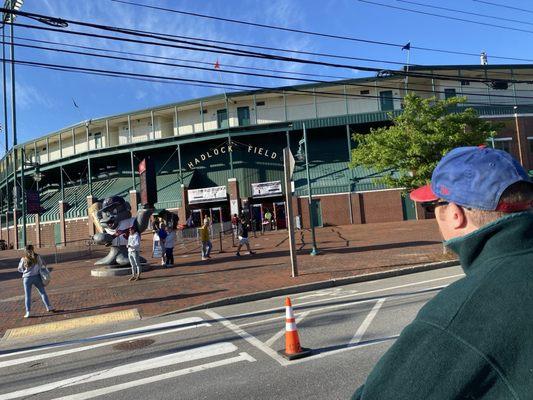 Outside the stadium