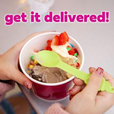 Having an "inside" day? get your favorite froyo delivered on DoorDash or GrubHub