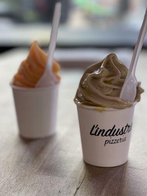 Pistachio gelato and cantaloupe sorbet ($6 ea)