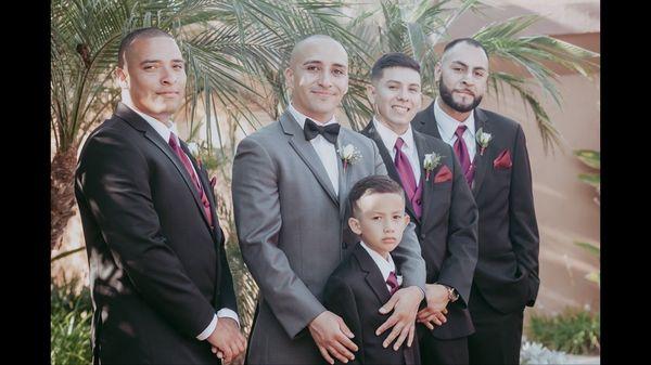 Me and the fellas after a fresh cut by Ruben and dressed for the wedding