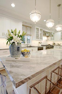 Kitchen island with ample space for entertaining.