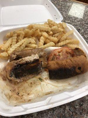 The backside of the burnt rolls....no refund, the owner thinks this is ok to serve to ppl of the neighborhood