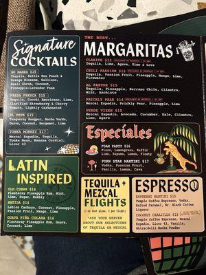 2 of 2 drink menu.