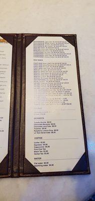 Drink menu