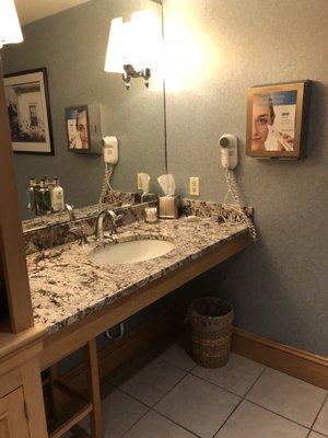 Sink area in women's locker room.