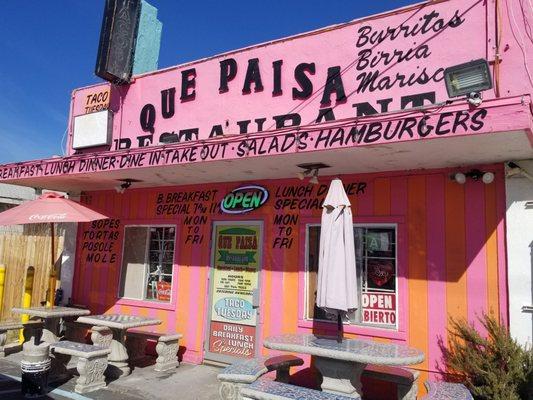 Stop for the little pink restaurant!