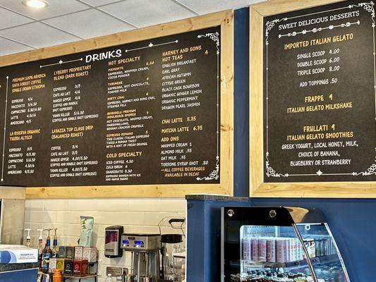 Drink and Gelato Menu