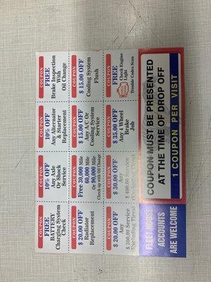 Coupons for all services