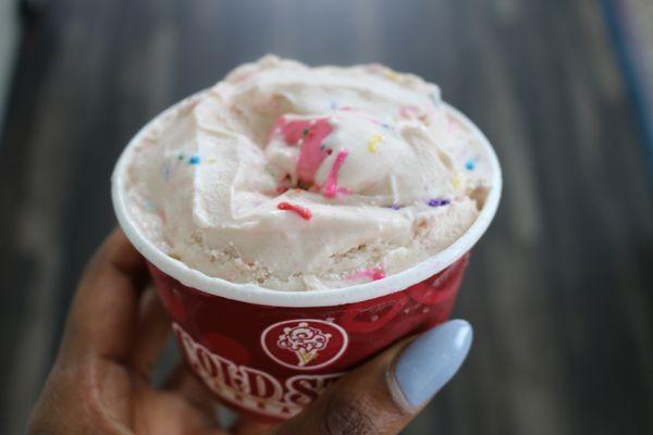 "Love it" sized Circus Animal Cookie Creation - sprinkles, marshmallows, and frosted animal cookies. Very good!