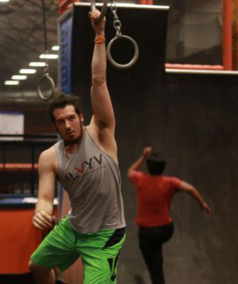 These ain't your mama's monkeybars! Climb across the SkyRings at Sky Zone Everett's Challenge Zone!