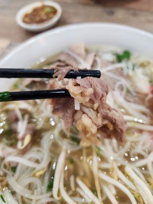 Robust beef with excellent flavor in the pho