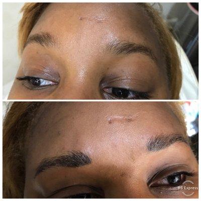 Before and after natural brows