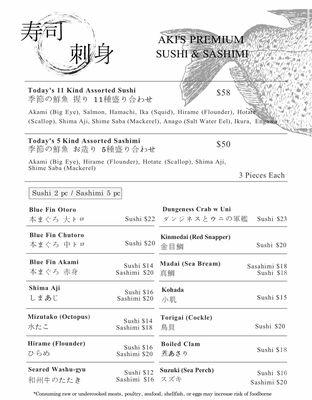 Special Sushi & Sashimi menu