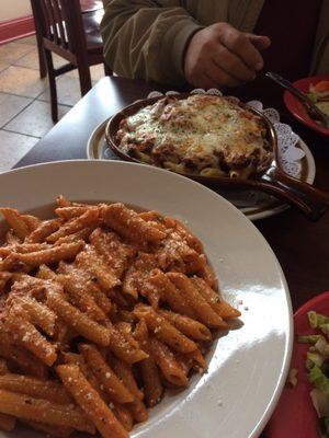 Penne vodka and chicken parm