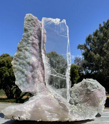 Amethyst cluster green with Selenite