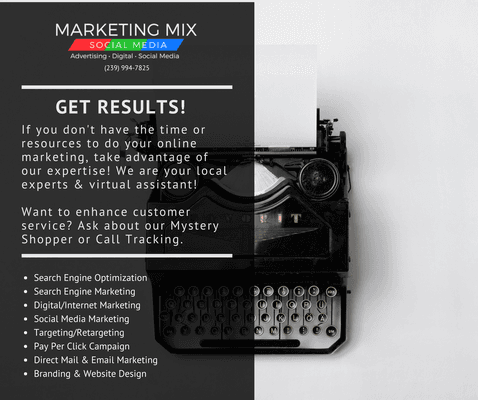 Get Results with Social Media Marketing Mix. We are your local experts for internet/digital marketing!