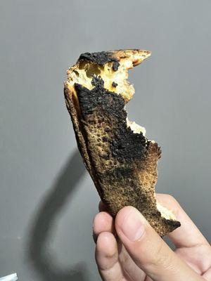 Burnt pizza.