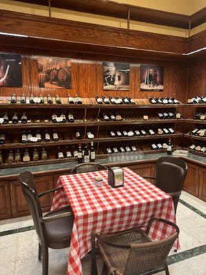 Hidden table in wine room in the back